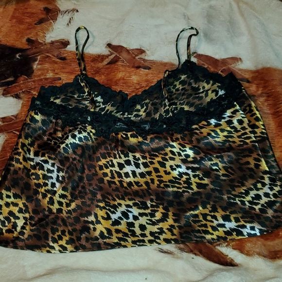 Y2K Victoria's Secret Leopard Print Crop‎ Slip Top Camisole Lace Bodice  Large - Picture 4 of 11